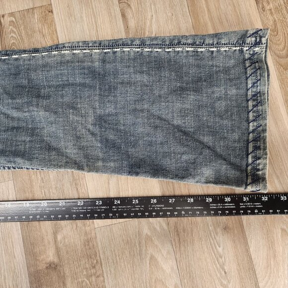 Atik Denim Women's Size 31 Blue Embroidered Pockets Boot Cut‎ Low Rise Jeans - Picture 10 of 11